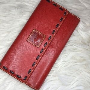 Dooney Florentine Leather Whipstitch wallet Red